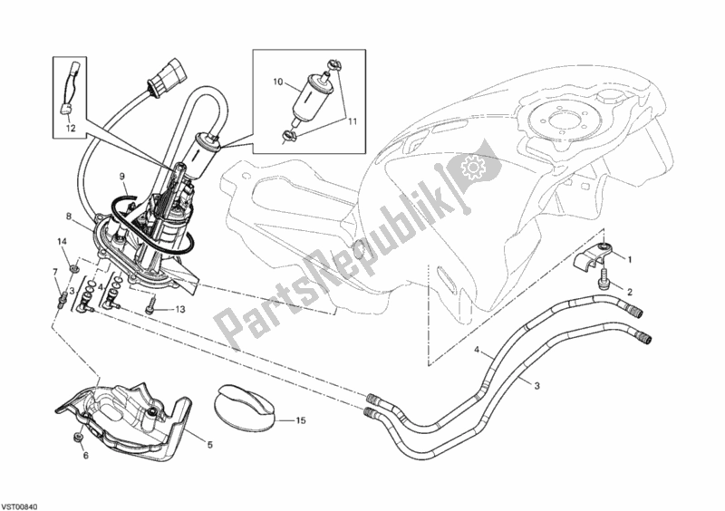 Wszystkie części do Pompa Paliwowa Ducati Monster 696 USA 2009